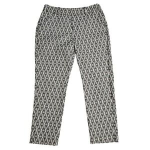 Merona Womens Classic Fit Ankle Pants Black White Geometric Diamond Size 8